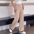 thumbnail image 5 of Kttectoa Women's Pants Knitted High Waist Straight Leg Pants Fashionable Contrasting Hem Loose Casual Lounge, 5 of 5