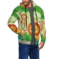 thumbnail image 2 of Uemuo African Animals in the Jungle for Men's Fashion Full-zip Hoodies & Sweatshirts with Kangaroo Pocket, Zip-up Hooded Sweatshirt, Moisture Wicking & Breathable-X-Large, 2 of 5