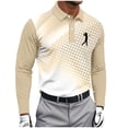 thumbnail image 2 of BRGZLK Men's Long Sleeve Tops 2026 Fall Winter Button Down Collared Printed Lightweigt Breathable Golf Sports Tee Shirt Outdoor Workout Casual Pullover T-shirt Khaki M, 2 of 6