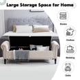 thumbnail image 5 of Aemeios 67" Velvet Storage Bench Upholstered Button-Tufted End of Bed Storage Ottoman Benches with Arms for Entryway Cloakroom, Beige, 5 of 9