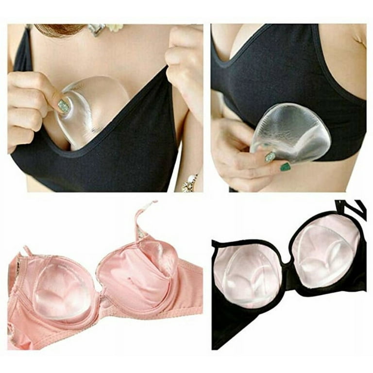 1 Pair Silicone Bra Inserts Push-up Breast Pads Reusable Breast Lift  Enhancer for Women Girls Bikini(Clear/S)