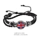 thumbnail image 4 of Pulsera de moda con la bandera nacional de fútbol, brazalete de cuero tejido con cristales, pulsera con cordones, joyería, regalos (Reino Unido), 4 of 7