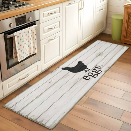 2 x6 Rug Runners for Hallways Kitchen Vintage Rooster Non Slip Entryway Beside Floor Carpet Runner Pastoral Animals Retro Art Wooden Washable Laundry Room Bedroom Throw Rugs Mat for Family Pet