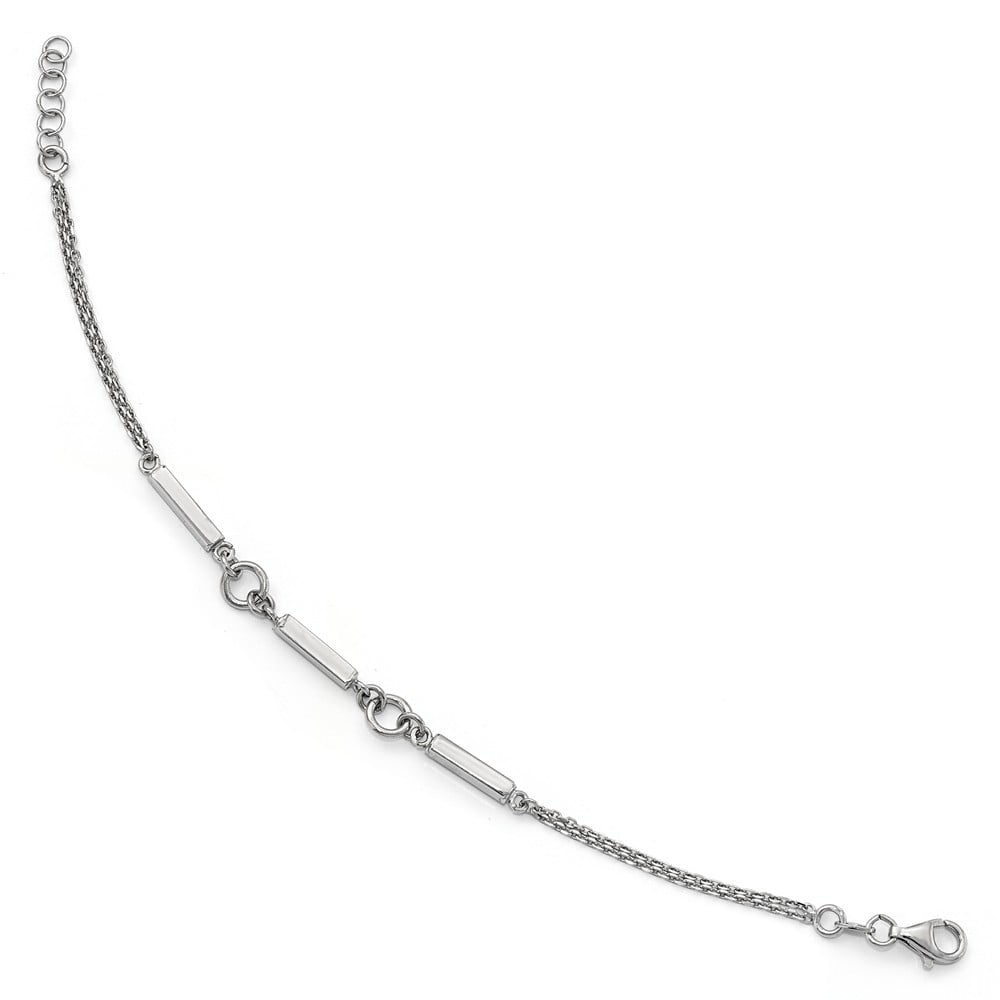 .925 Sterling Silver Rhodium Plated Heart Kids Bracelet 6" w/ 1.5" Extension 