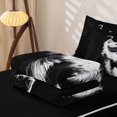 thumbnail image 6 of Homewish Minimalist Cat Animal Zipper Full Size Comforter Sets with Fitted Sheet and 2 Pillowcases,Football Games Zipper Bedding Set,Black White,Black Reversible,4pcs, 6 of 8