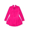 thumbnail image 5 of YONGHS Girls Glittery Long Sleeve Ice Skating Dress Kids Leotard Ballet Dance Competition Costumes Hot Pink 6, 5 of 7