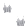 thumbnail image 4 of Jumpingount Mujeres Sexy Crop Top de punto Chaleco sin mangas Slim Sling Tank con cuello en V liso Type1 NO1, 4 of 6
