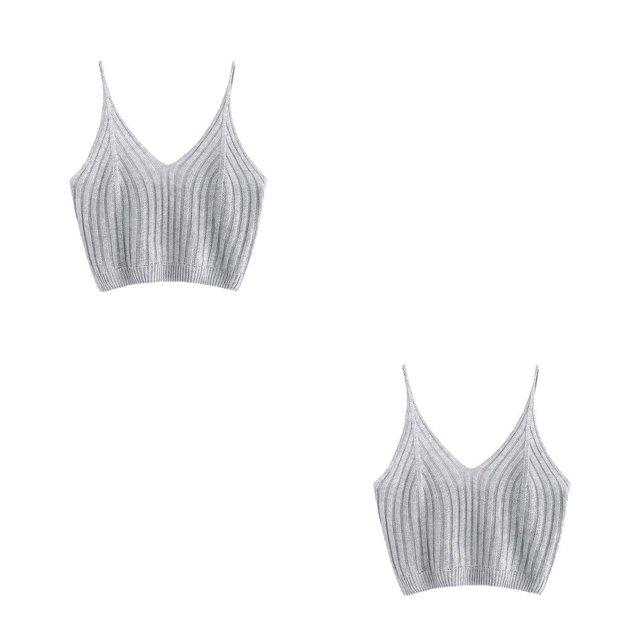 Jumpingount Top corto de punto a la moda para mujer, Tops cortos sin mangas de algodón, lencería, ropa interior, ropa de calle, chaleco, camiseta Type1 NO1