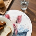 thumbnail image 4 of Round Placemats Watercolors Pig 15 inch Set of 6 Table Mats for Dining Table Cute Piglet Heat Resistant Non-Slip Kitchen & Home Decorative Place Mat Set, 4 of 8