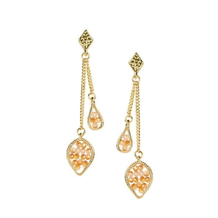 Crystal Beads Dangle Earring in Champagne