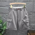 thumbnail image 4 of Fgvctg Cargo Shorts for Men Elastic Waist Casual Summer Travel Cargo Shorts Stretch Waistband Soft Classic Fit Short Workout Plus Size Pants with Pockets,Gray,L, 4 of 5