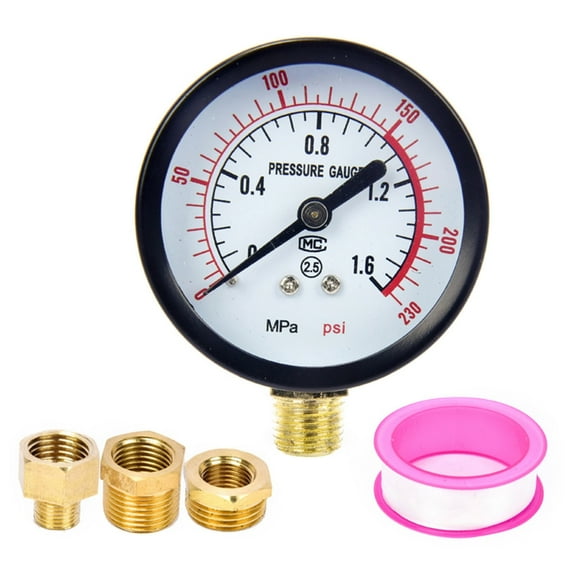 Air Compressor Pressure Gauge Set Includes 3 Adapters For Accurate Monitoring Of Air Pressure In Various Devices