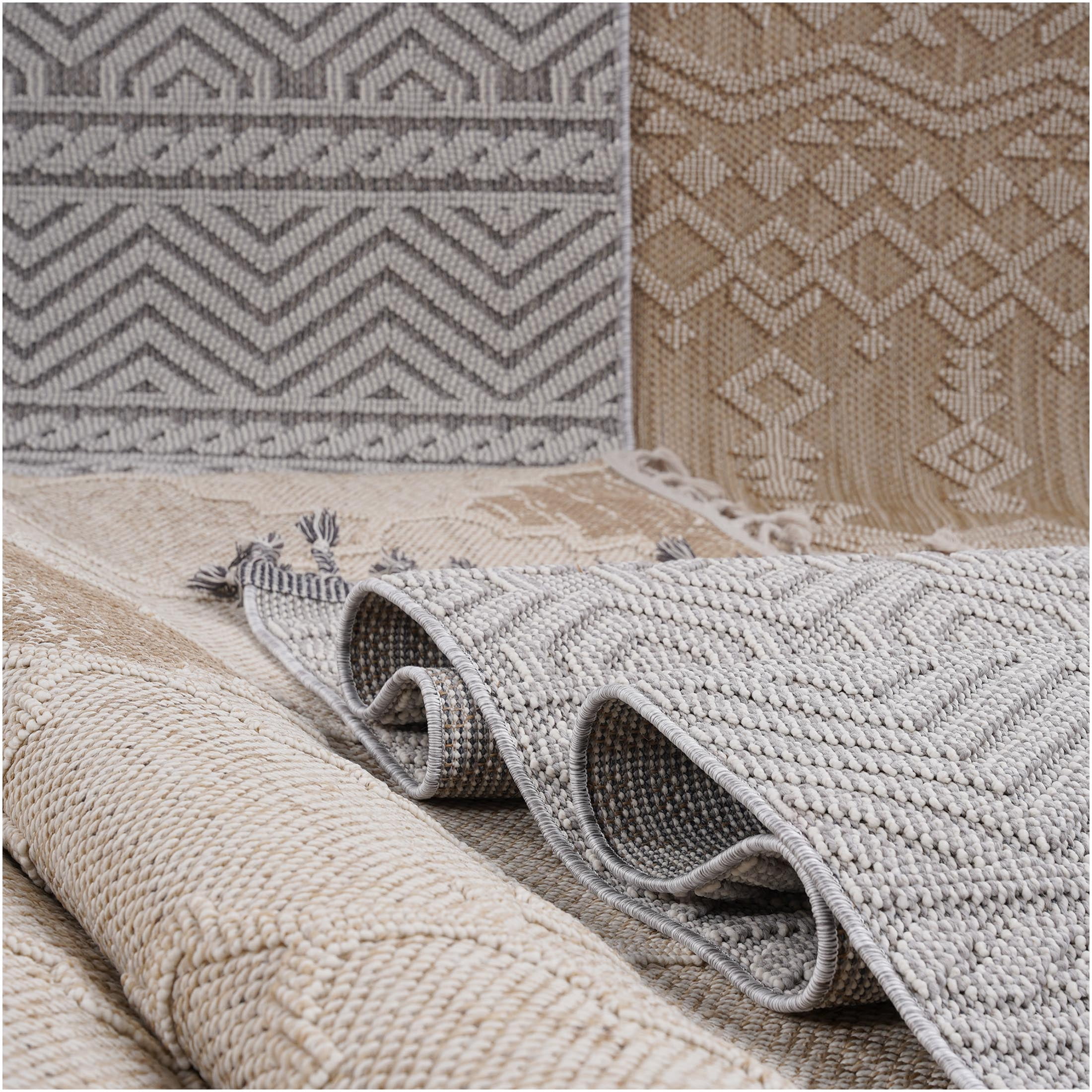 JERFIT 8x10 Cream Trellis Indoor Outdoor Rug, Non-Shedding Stain Resistant Low Pile Area Carpet for Living Room Bedroom