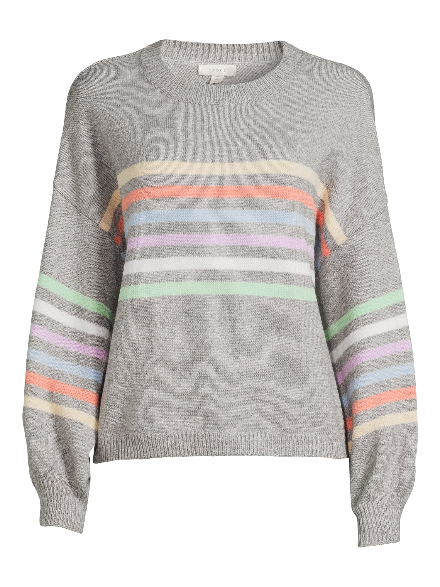 Striped Sweater with Puff Sleeves 