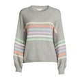thumbnail image 4 of Dreamers by Debut Women's Striped Sweater with Puff Sleeves, 4 of 5