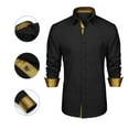 thumbnail image 3 of Mens Long Sleeve Dress Shirt Regular Fit Button Down with Inner Contrast for Weddings Business, 3 of 8