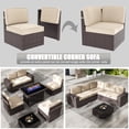 thumbnail image 5 of 7 Piece Patio Furniture Set with 44" Propane Gas Fire Pit Table, Outdoor Sectional Conversation Set Wicker Rattan Sofa Set with Coffee Table, 5 of 7