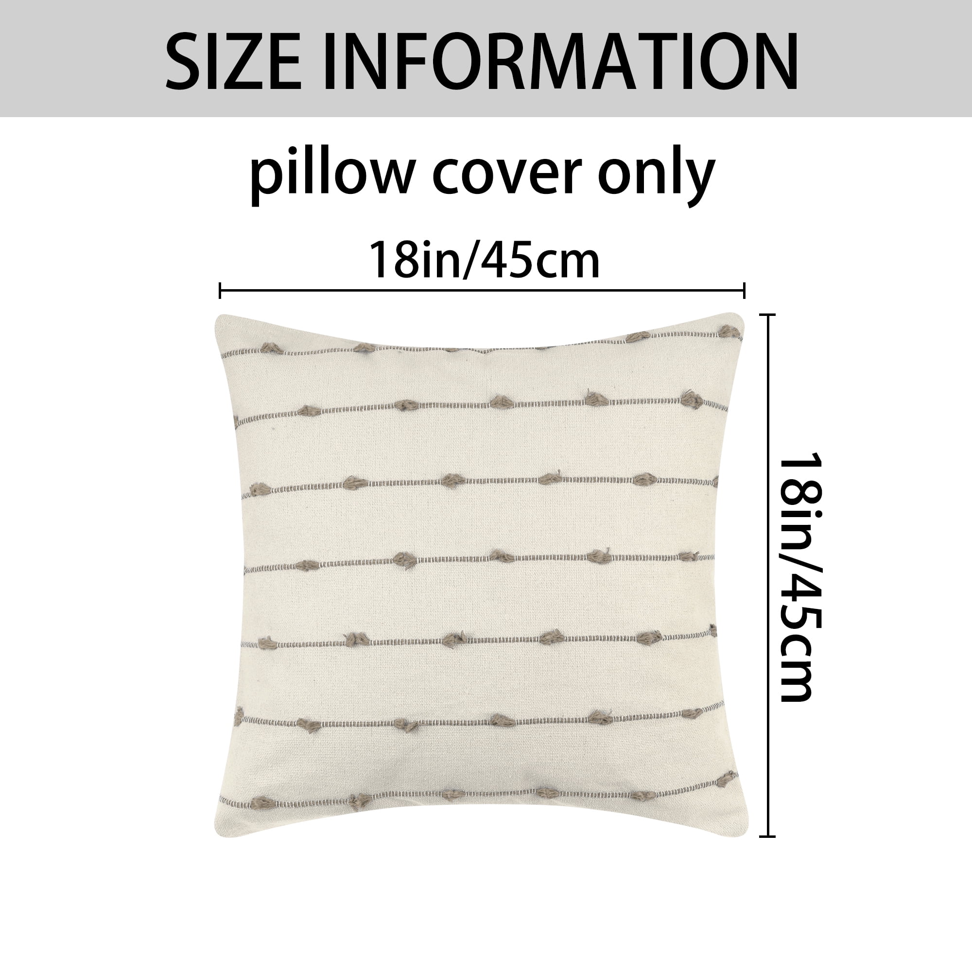 Unique Bargains 3 Pcs Striped Modern Throw Pillow Covers Square 18" x 18" Brown