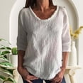 thumbnail image 2 of Zedker Long Sleeve Blouse for Women Crew Neck Loose Fit Summer Casual Tops/T-shirt With Fringes Top White L, 2 of 6