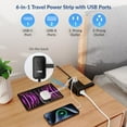 thumbnail image 4 of Portable Travel Power Strip with USB Ports – 3ft Flat Plug Extension Cord with 3 AC Outlets, 2 USB-A, 1 USB-C (20W), Cruise Ship Approved Compact Charging Station (Black), 4 of 11