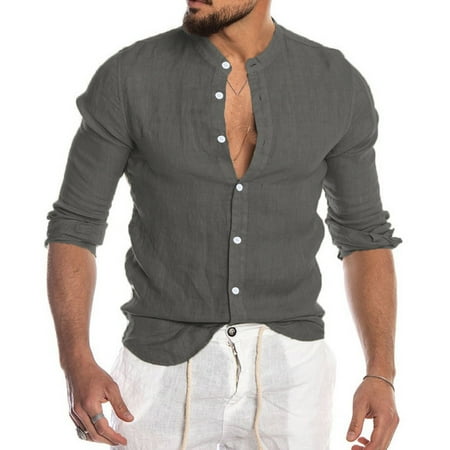

Pianpianzi Long Sleeve Scrub Tee See Thru Tops Men Mens Workout Tops plus Size Men s Fashion Casual Solid Color Collar Cardigan Long Sleeve Shirt Top