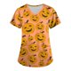 thumbnail image 1 of Plus SizePrinted Scrub Working Uniform Tops For Women's Cross V-Neck Halloween Print Short Sleeve Fun T-Shirts Workwear Tee With Pockets, 1 of 4