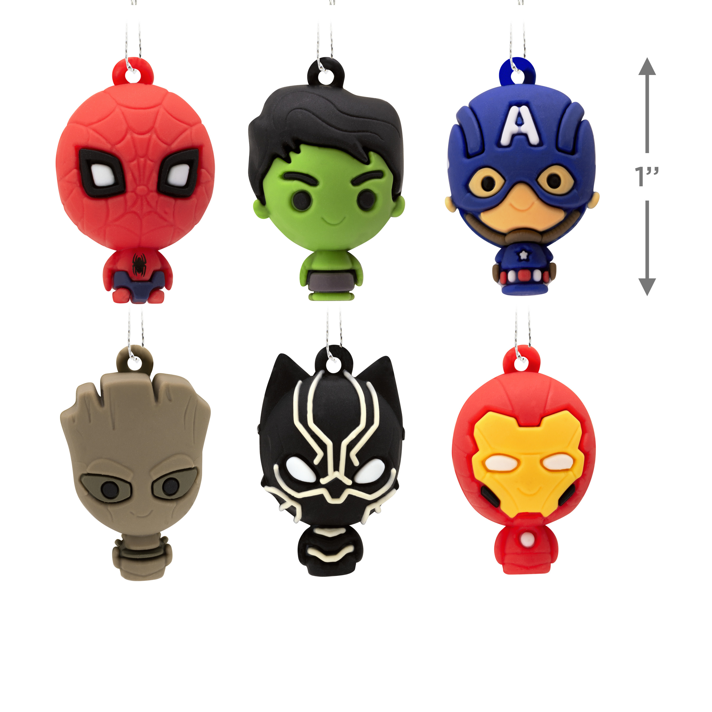 Hallmark Mini Ornaments (Marvel Super Heroes, Shattrprf), Set of 6, 1 Count