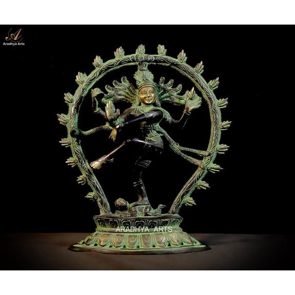 Aradhya Arts Brass Natraj statue, 8.27 inch tall sculpture of Lord Dancing Shiva with weight 1.2 Kg for Home Décor, Temple, Offices and all occasion gifting.