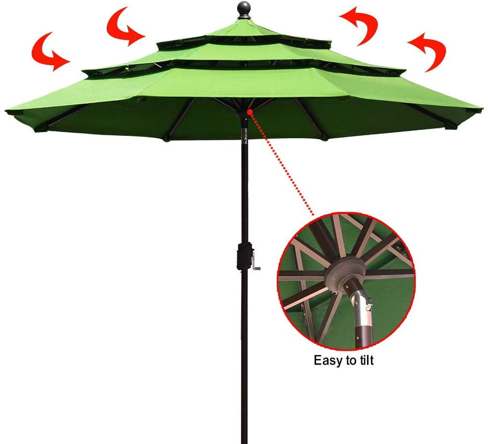 Eliteshade Sunbrella 9ft 3 Tiers Market Umbrella Patio Outdoor Table Umbrella With Ventilation And 10 Years Non Fading Guarantee Macaw Green Walmart Com Walmart Com