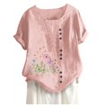 thumbnail image 5 of Camiseta Casual de Manga Corta con Botón de Cuello Redondo de las Mujeres, Tops Cortos para las Mujeres, 5 of 5