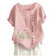 thumbnail image 5 of Camiseta Casual de Manga Corta con Botón de Cuello Redondo de las Mujeres, Tops Cortos para las Mujeres, 5 of 5