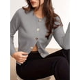 thumbnail image 6 of Cardigan for Women Spring Long Sleeve Button Down Work Office Sweaters Cute Winter Jacket Gray M, 6 of 9