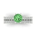 thumbnail image 2 of Clara Pucci 18K White Gold Round Cut 1Ct Simulated Green Diamond Engagement Ring + Matching Band - Luxury Box Included, 2 of 7