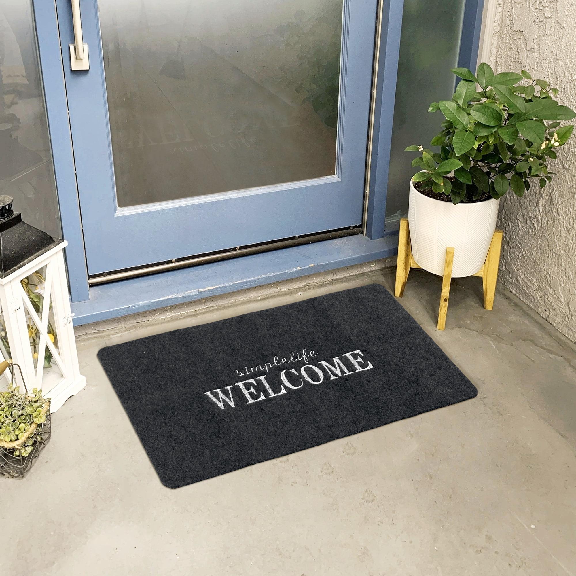REGALWOVEN Door Mat Non Slip Indoor Outdoor Doormats for Front Door Welcome Gray 20" x 32"