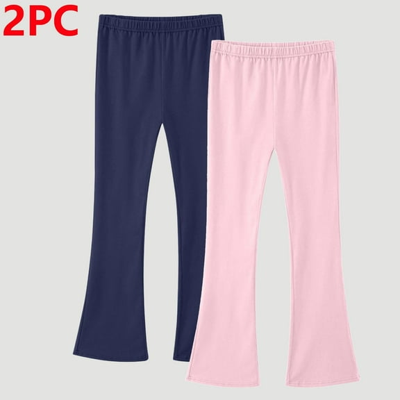 CQONEPT Girl's Cotton Pants Elastic Waist Straight Leg Pant Casual Loose Comfy Lightweight Pants Gray 11 Years