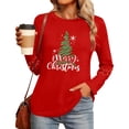 thumbnail image 6 of Merry Christmas Sweatshirts For Women Holiday Long Sleeve Shirts Letter Print Crewneck Pullover Oversized Tops, 6 of 7