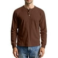 thumbnail image 2 of QHRMKOG Henley Shirts for Men Long Sleeve Classic Fit Warm Solid Color Shirt Casual T-Shirts Trendy Pullover Top Brown XL, 2 of 9