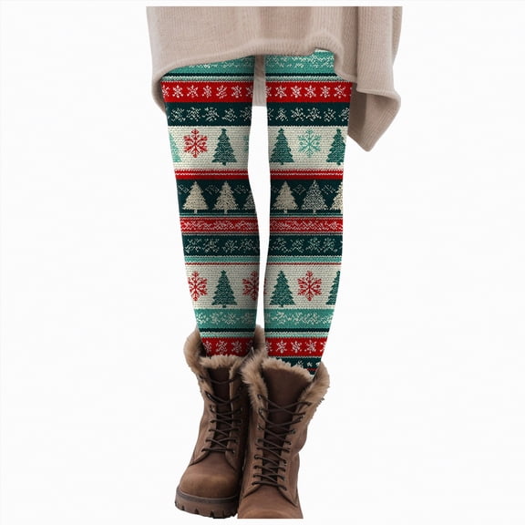 Dmsael Christmas Yoga Pants for Women High Waist Workout Leggings for Women Tummy Control Printed Yoga Pants Holiday Costume Green,L