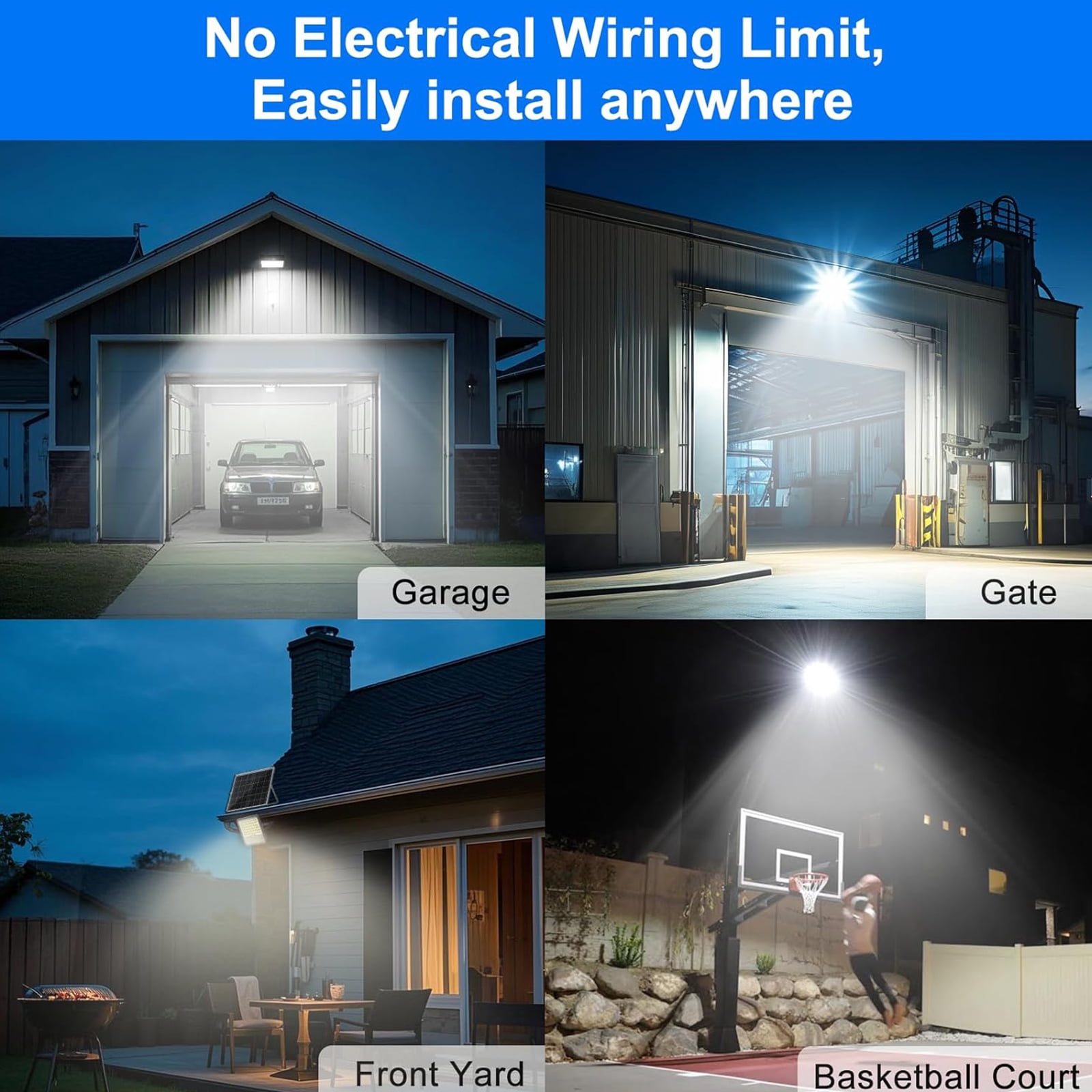 Solar Lights Outdoor Solar Flood Lights - 20000 Lumens LED Flood Lights 20000mAh IP65 Waterproof Solar Lights | Outside Lighting for Yard Garden (no Motion Sensor)