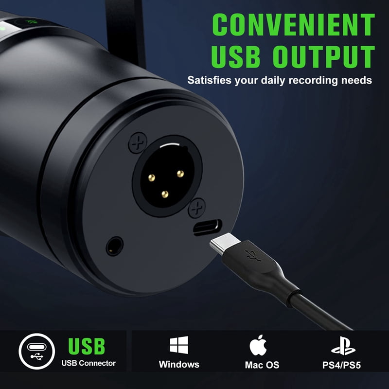Professional Dynamic Microphone Selectable Frequency Response Mic for Studio Recording Performance Vocals for Shure SM7B (black)
