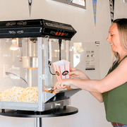 Full Size Carnival Style 8 oz Popcorn Maker Machine with cart, Black and Silver