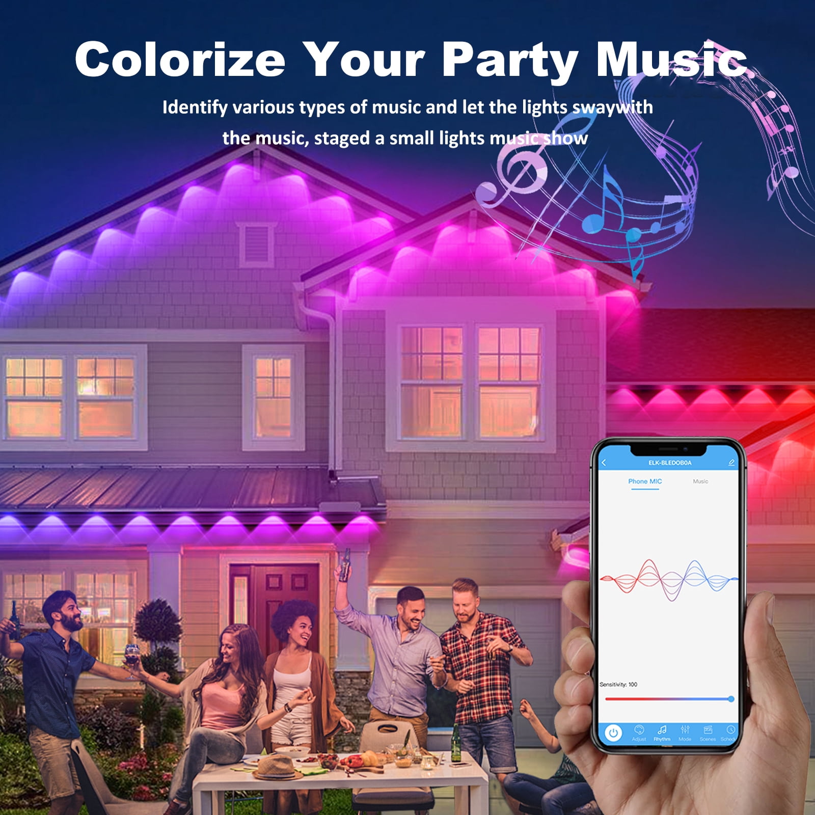 Permanent Outdoor Lights for House, 100ft 36 RGB LEDs Smart LED Eaves Light with Remote, 63 Scene Modes, IP67 Waterproof, Outdoor Christmas Light LED String Lights for Home Daily Holiday Party Decor