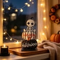 thumbnail image 4 of AZXY Halloween Decorations Skeleton Wooden Pumpkin Tabletop Sign, Halloween Decor, Halloween Pumpkins, Halloween Indoor Decor, Halloween Party Decor, Striped Polka Dot Table Ornament for Home Display, 4 of 7