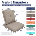 thumbnail image 4 of Gymojoy Outdoor 2-Piece Deep Seat Cushion Set, 22 x 25, Water Repellant, Fade Resistant, Deep Seat Bottom and Back Cushion for Swivel Chair, Sofa, and Couch,Beige, 4 of 7