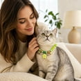 thumbnail image 6 of Adjustable Woven Rope Beaded Pet Collar Breakaway Quick Release Buckle Cute Flower Charm Decor Neck Collar for Cats Dogs Multiple sizes, 6 of 7