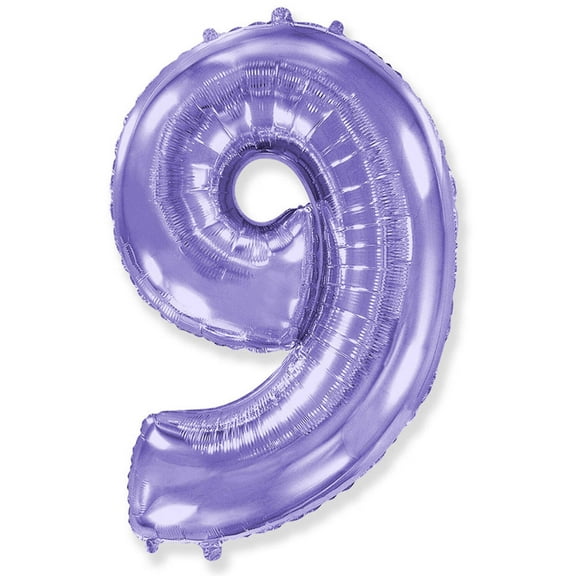 42 inch Number 9 - Party Brands - Lilac Purple Foil Mylar Balloon - Party Supplies Decorations