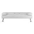 thumbnail image 4 of Futon Sofa Bed, Faux Leather Futon Couch with Armrest and 2 Cupholders, Pull Out Sofa Bed Couch Convertible with Metal Legs, Folding, Reclining Small Couch Bed, Futon Bed for Living Room - White, 4 of 8