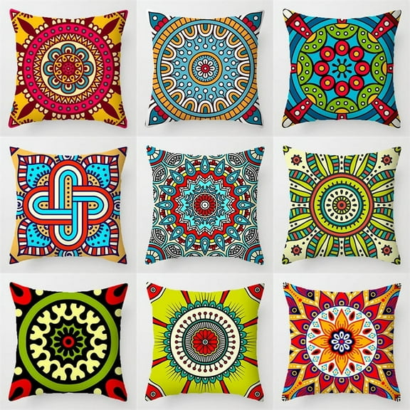 Retro Floral Mandala Bohemian Pillow Cases 18x18 Inch Soft Throw Pillow Covers Couch Square Pillow Case Boho Style Decorative Cushion Cover