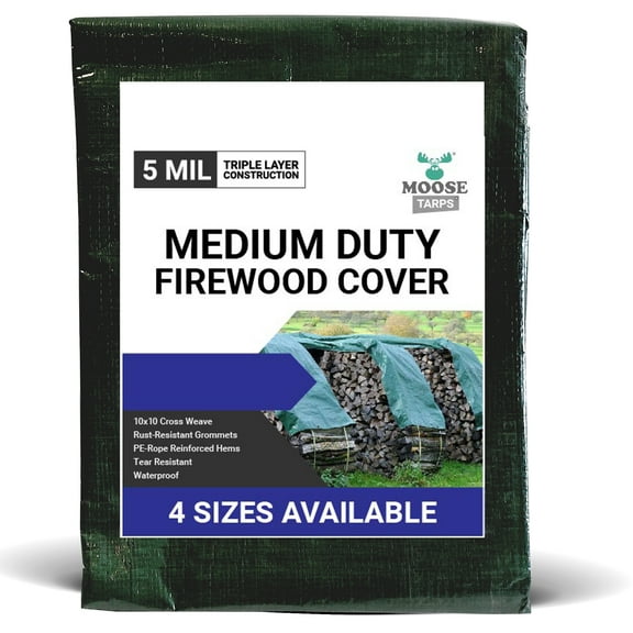 Moose Supply Waterproof Poly Tarp Firewood Cover, 4' x 18'