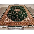 thumbnail image 2 of AHMEDANI Exclusive Dark Green Floral Medallion Area Rug Hand Knotted Wool Silk Carpet (5 x 3)', 2 of 9